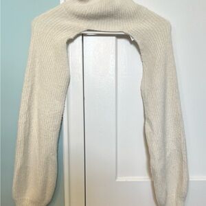 Elegant Cream Cut Out Turtleneck Sweater